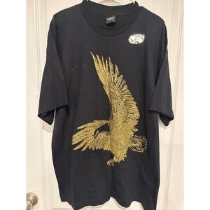 Diamond Dust Mens XL Black Gold Glitter Eagle T-Shirt Vintage Single Stitch Tee